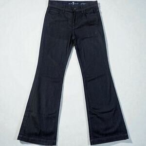 7 for all Mankind Ginger Flare Jeans S 28 Dark Wash Faux Leather Y2K Skater